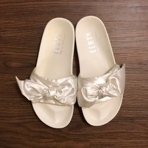 Fenty x Rihanna satin bow slides sz 9